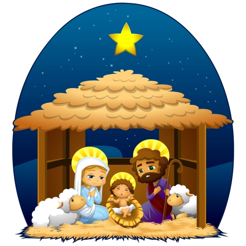 Nativity Scene Christmas Cutout | Holy Family with Stable | Festive Party Décor